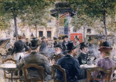 Cafe Scene in Paris, 1884 by Louis Anet Sabatier